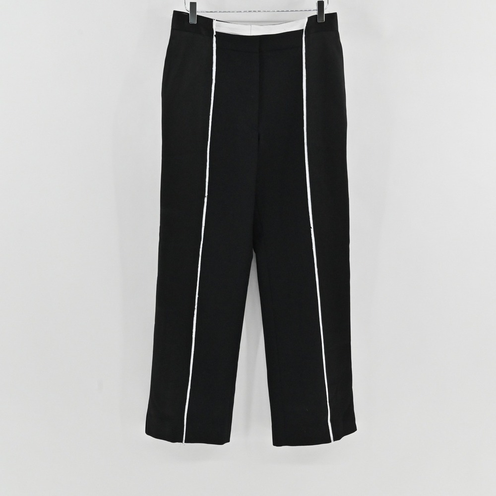 Victoria Beckham Deconstructed Straight Leg Trousers Womens Size 10 Black Tuxedo